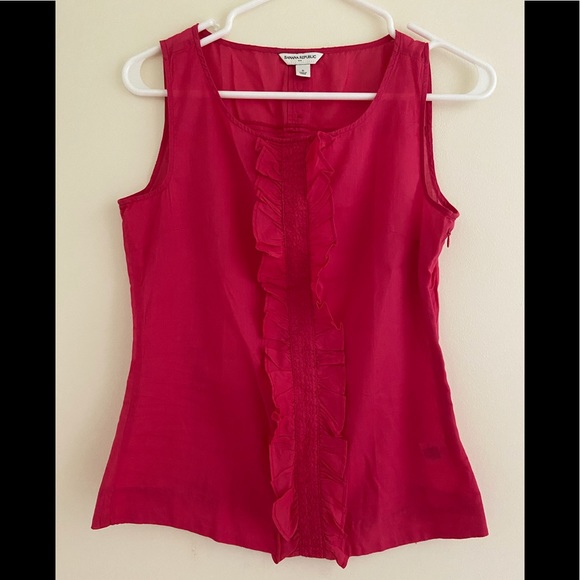 Banana Republic Tops - 💕Pretty Bright Pink Ruffled Top